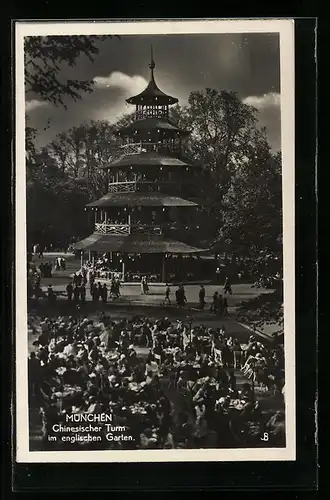 AK München-Schwabing, Chinesischer Turm im englischen Garten