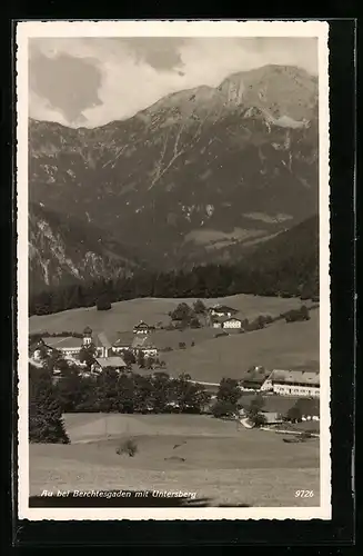 AK Au bei Berchtesgaden, Ortsansicht mit Untersberg