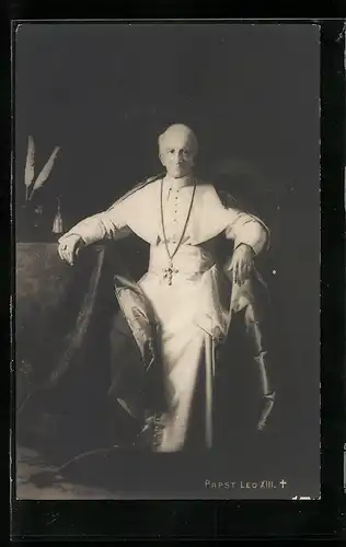 AK Papst Leo XIII. in Robe mit Kreuzkette