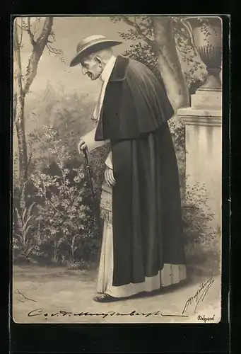 AK S. H. Papst Leo XIII. mit Stock vor einer Landschaftskulisse, Gest. 1903