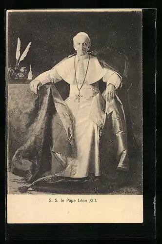 Künstler-AK Papst Leo XIII. am Schreibtisch