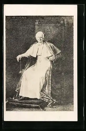 AK Papst Leo XIII. in Robe mit Kreuzkette
