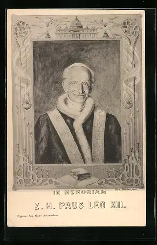 AK Papst Leo XIII. mit lächelndem Gesicht