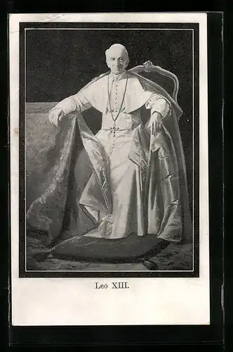 AK Papst Leo XIII. in Robe mit Kreuzkette