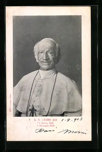 AK Papst Leo XIII. in Robe mit Kreuzkette