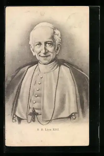 AK Portrait von Papst Leo XIII. mit Kreuzkette