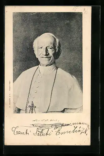 AK Portrait von Papst Leo XIII. mit Kreuzkette