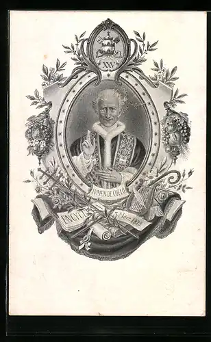 AK Papst Leo XIII. im verzierten Rahmen
