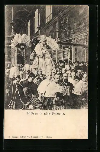 AK Papst Leo XIII. in sedia Gestatoria