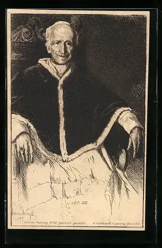 Künstler-AK Papst Leo XIII., Portrait im Sitzen