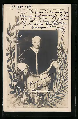 AK Papst Leo XIII. mit freundlichem Gesicht