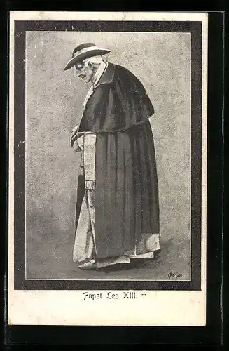 AK Papst Leo XIII. mit einem Umhang