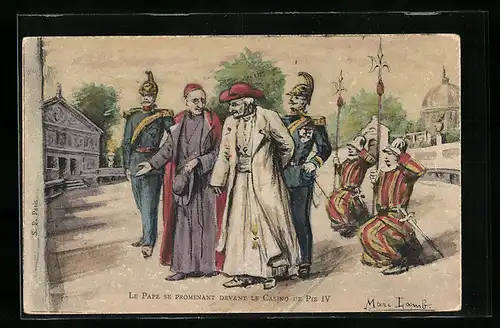 AK Le Pape se promenant devant le Casino de Pie IV., Papst Leo XIII.
