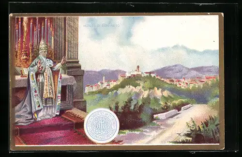 AK Carnieto, Veduta, Seine Heiligkeit Papst Leo XIII. steht auf dem roten Teppich
