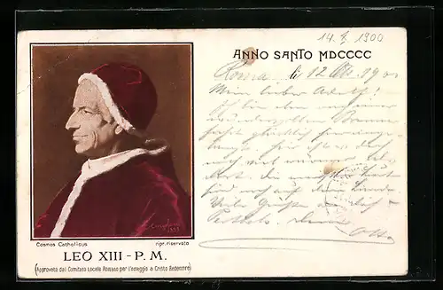 AK Portrait von Papst Leo XIII. in Robe