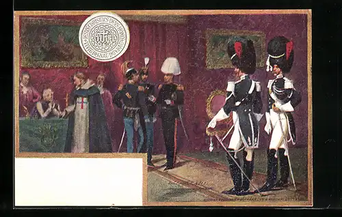 AK Soldaten in Uniform und Papst Leo XIII.