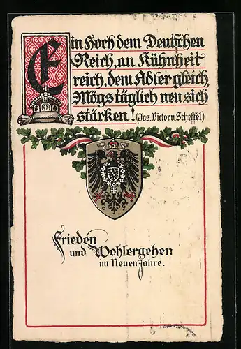 AK Deutsches Wappen, Zitat von Jos. Victor v. Scheffel