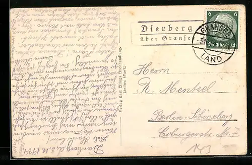 AK Landpoststempel Dierberg über Gransee