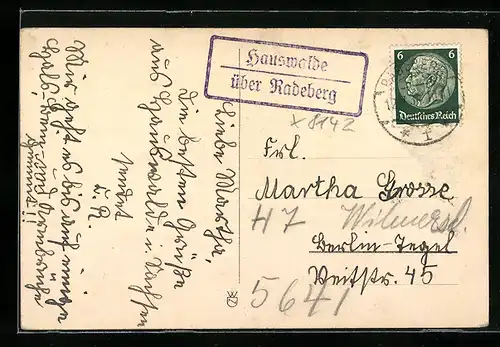 AK Landpoststempel Hauswalde über Radeberg