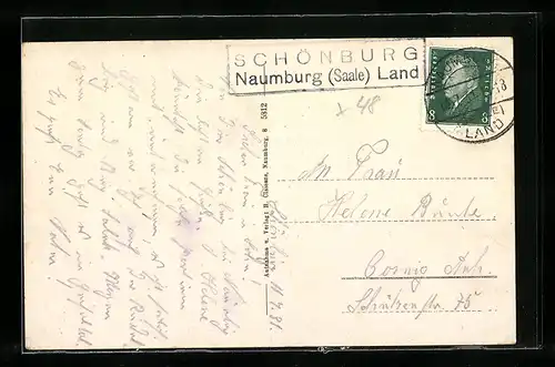 AK Landpoststempel Schönburg /Naumburg (Saale) Land