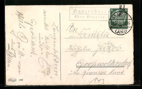AK Landpoststempel Banzendorf über Gransee