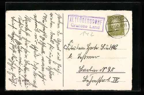AK Landpoststempel Altlüdersdorf /Gransee Land