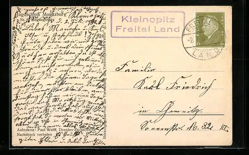 AK Landpoststempel Kleinopitz /Freital Land