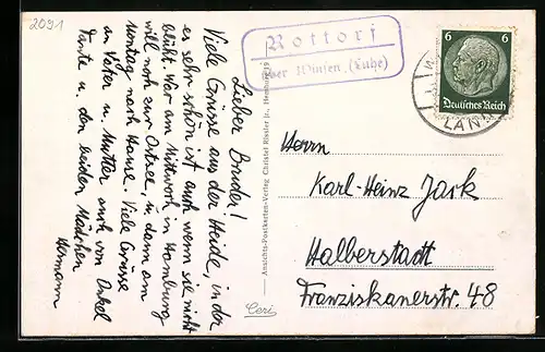 AK Landpoststempel Rottorf über Winken /Luhe