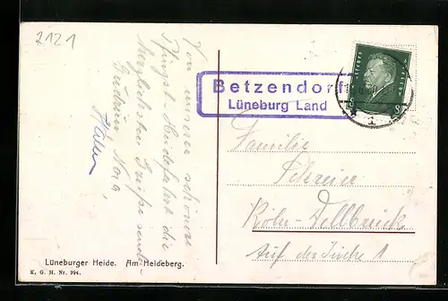 AK Landpoststempel Betzendorf /Lüneburg Land