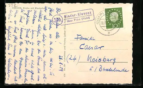 AK Landpoststempel Nieder-Kleveez über Plön /Holst.