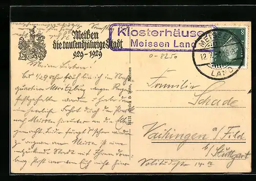 AK Landpoststempel Klosterhäusen /Meisen-Land