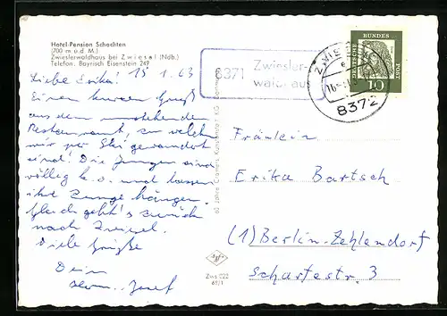 AK Landpoststempel Zwieslerwaldhaus