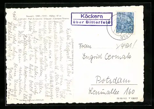 AK Landpoststempel Köckern über Bitterfeld