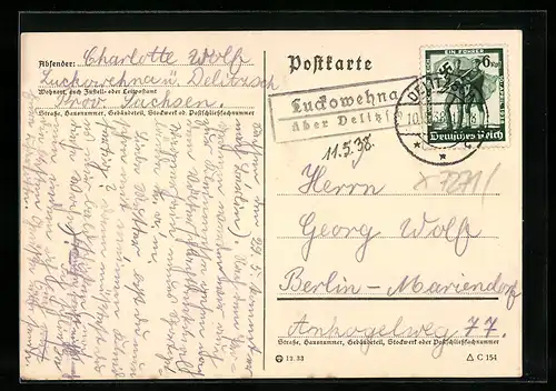 AK Landpoststempel Luckowehna über Delitzsch