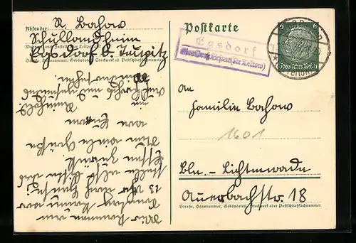 AK Landpoststempel Egsdorf Bez. Gross Besten (Kreis Teltow)