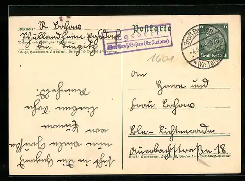 AK Landpoststempel Egsdorf über Gross Besten (Kreis Teltow)