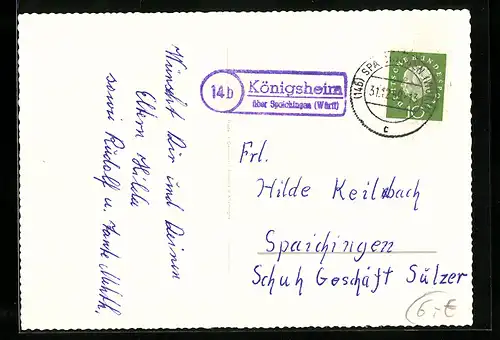 AK Landpoststempel Königsheim über Spaichingen (Württ.)