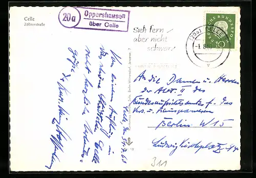 AK Landpoststempel Oppershausen über Celle