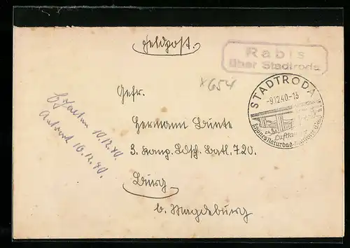 Briefumschlag Landpoststempel Rabis über Stadtroda