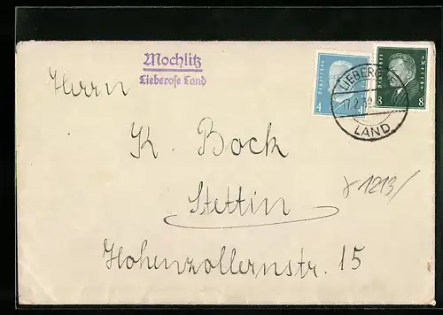 Briefumschlag Landpoststempel Mochlitz Lieberose Land
