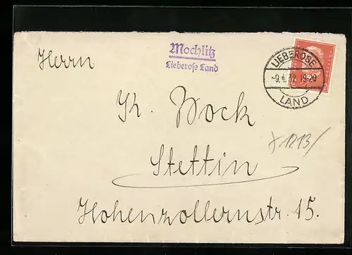 Briefumschlag Landpoststempel Mochlitz Lieberose Land