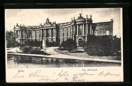 AK Berlin, Kgl.Bibliothek vom Wasser aus