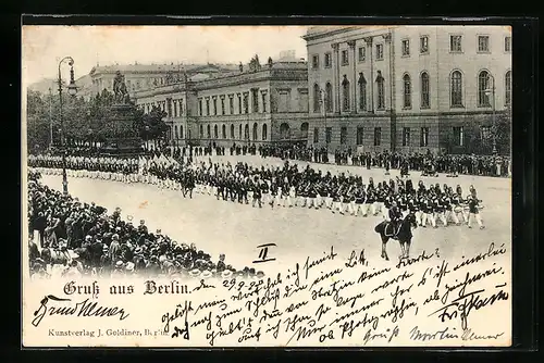 AK Berlin, Militärparade Unter den Linden