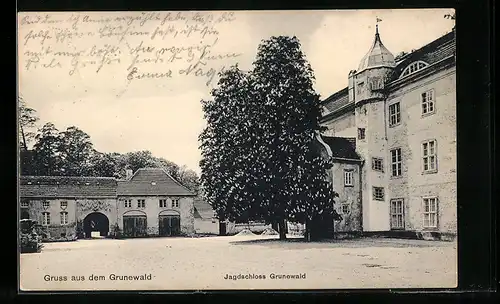 AK Berlin-Grunewald, Partie beim Jagdschloss