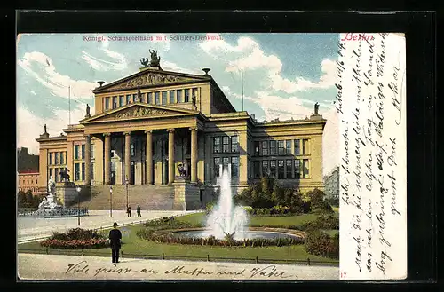 AK Berlin, Gendarmenmarkt, Königl. Schauspielhaus mit Schiller-Denkmal