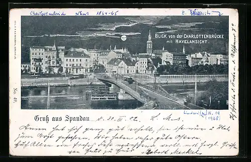 AK Berlin-Spandau, Blick von der Charlottenbrücke mit Havelansicht
