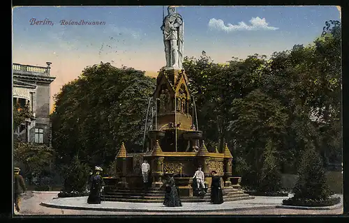 AK Berlin-Tiergarten, Rolandsbrunnen mit Besucherinnen
