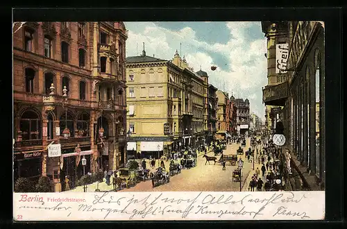 AK Berlin, Friedrichstrasse mit Kaiser Hotel