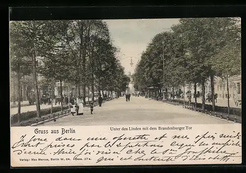 AK Berlin, Unter den Linden mit dem Brandenburger Tor