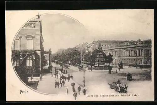 AK Berlin, Unter den Linden, Denkmal Friedrich der Grosse